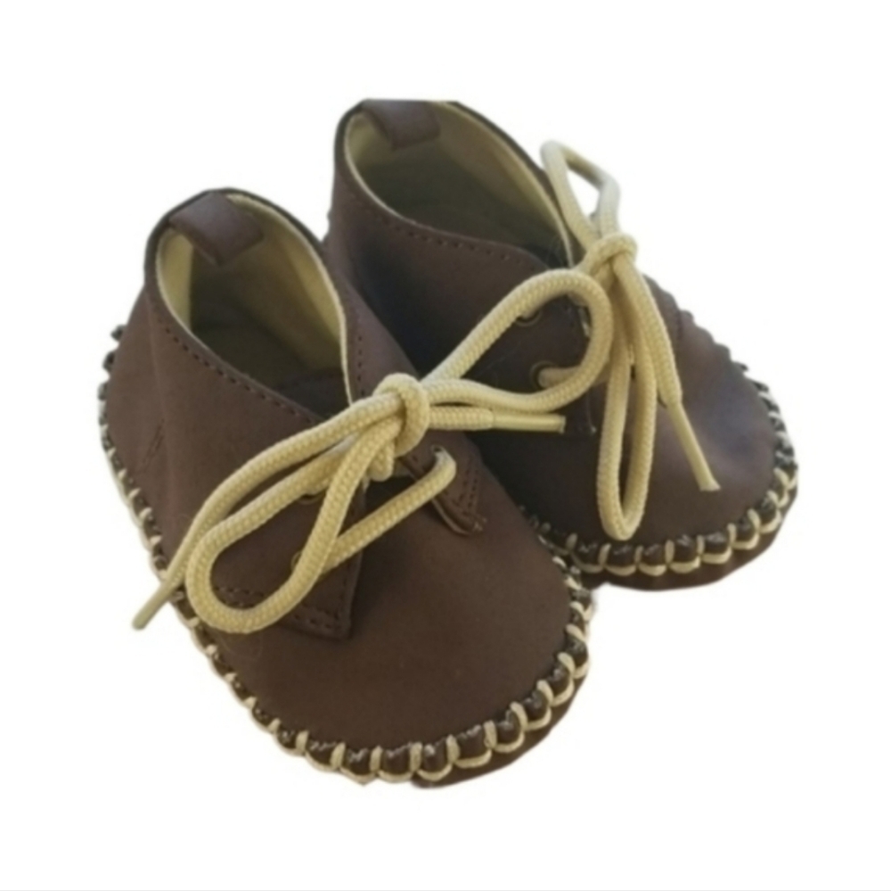 Moccasins baby shoes in brown, Size 3-6 months